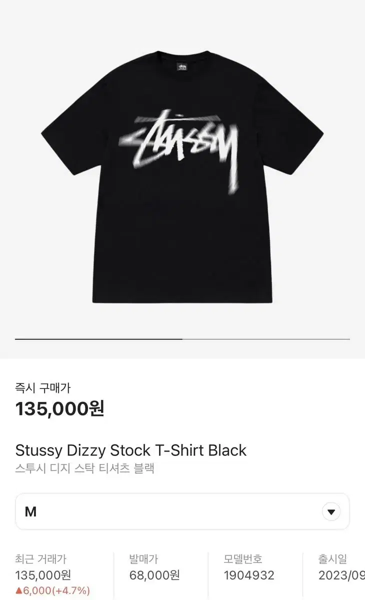 [B급,M] Stussy dizzy stock t-shirt